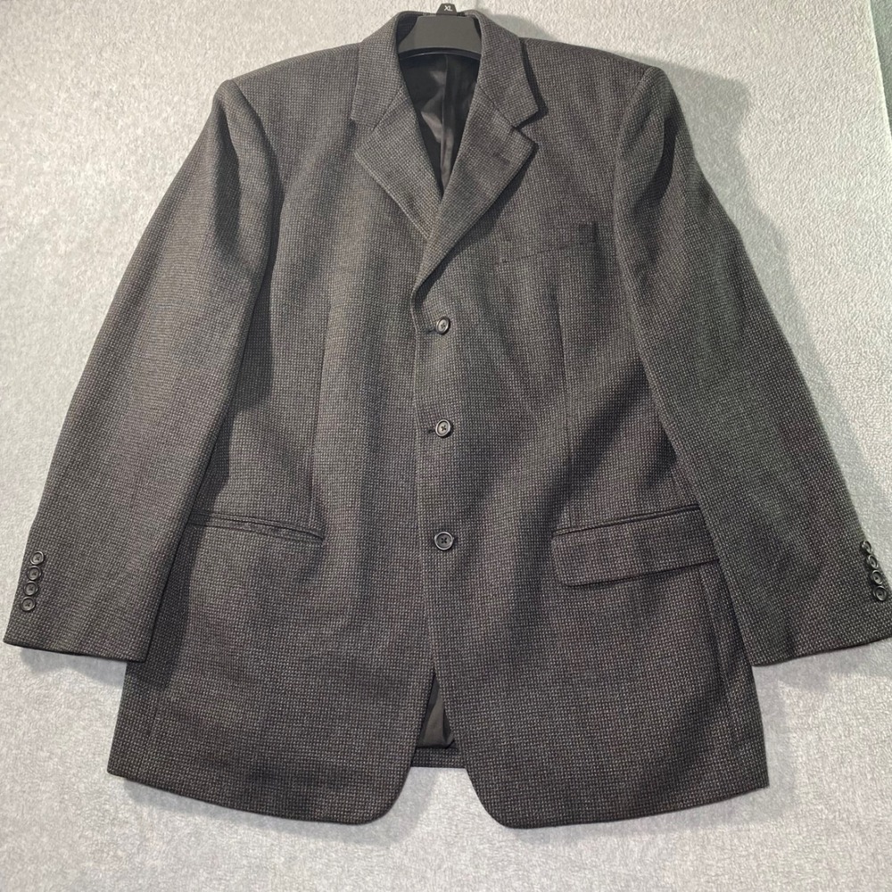 Vintage 90's Botany 500 Blazer Men 44‎ Long Gray 100% Wool 3 Button Sport EUC